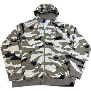 Nike Men's Full Zip Hoodie Camouflage Athletic Casual Full Zip Size XL Club Camo